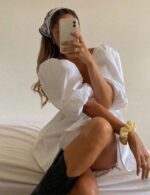 Buy Party Dresses in White Puff Sleeve and Stand Out
