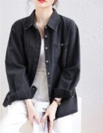 Stylish oversized denim shirt women