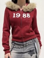 vintage zipper hoodie for women