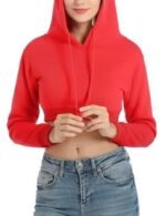 solid color cropped hoodie for women