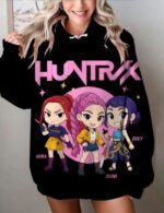 Soft anime print pullover for women