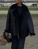 single breasted faux leather jacket for women