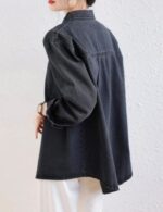 Relaxed fit black denim shirt women