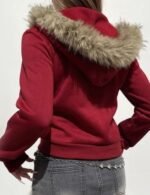 faux fur collar hoodie for women
