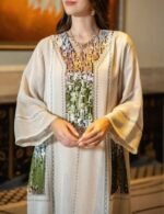 V neck kaftan dress with sequin detailing