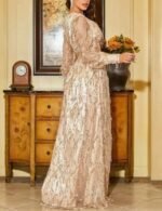 Glamorous sequins silk engagement outfit