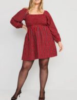 Comfortable long sleeve Christmas plaid dress