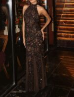 sequin halter neck backless party dress