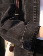 Black denim button-up shirt women