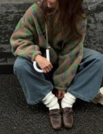 relaxed fit half zip fleece sweatshirt