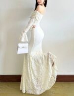 women’s white slash neck dress