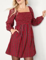 Christmas party plaid dress for women