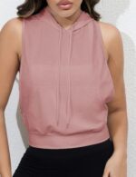 solid color cropped hoodie for women