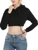 black cropped hoodie for women
