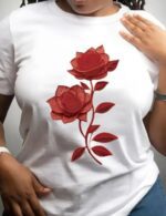 white flower pattern t shirt for women
