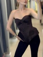modern cropped off shoulder formal wear