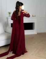 Square neckline A-line chiffon formal dress