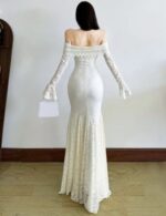 chic white slash neck bachelorette dress