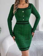 slim fit long sleeve bodycon midi dress