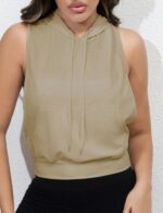 women cropped sleeveless hoodie