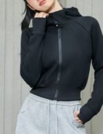 Warm cropped zip hoodie for women