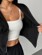 athletic knitted hoodie for women