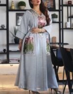 gray moroccan kaftan dress