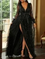 Trendy sequins silk dress for women