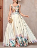 Women floral print evening cocktail dress