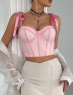 Ribbon strap corset top front view