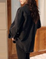 Black denim shirt with long sleeves women
