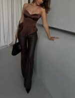 designer cropped off shoulder formal top