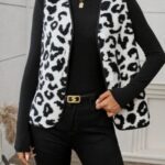 Leopard print teddy vest for women, Soft teddy vest for women, teddy vest jacket, women's warm vest