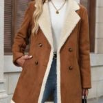 solid color warm wool overcoat for women, long woolen overcoat, casual light brown overcoat, women's winter overcoat
