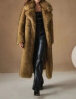 Winter faux fur long coat for women, stylish fur long coat, winter faux fur long coat, Long faux fur winter outerwear women