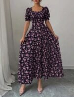 Casual Floral Print Maxi Dress Women Summer