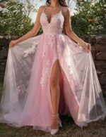 Women’s pink long party gown