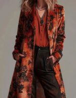 women retro style printed winter jacket