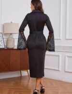 Casual long sleeve blazer midi dress