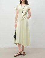Asymmetric hem casual midi dress for women