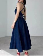 Sleeveless denim maxi dress for women
