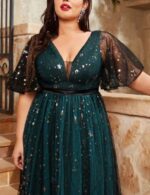 Festive plus size embroidered maxi dress
