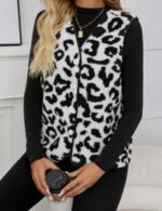 Warm winter leopard print vest