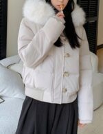 Cozy fur hooded parka for women