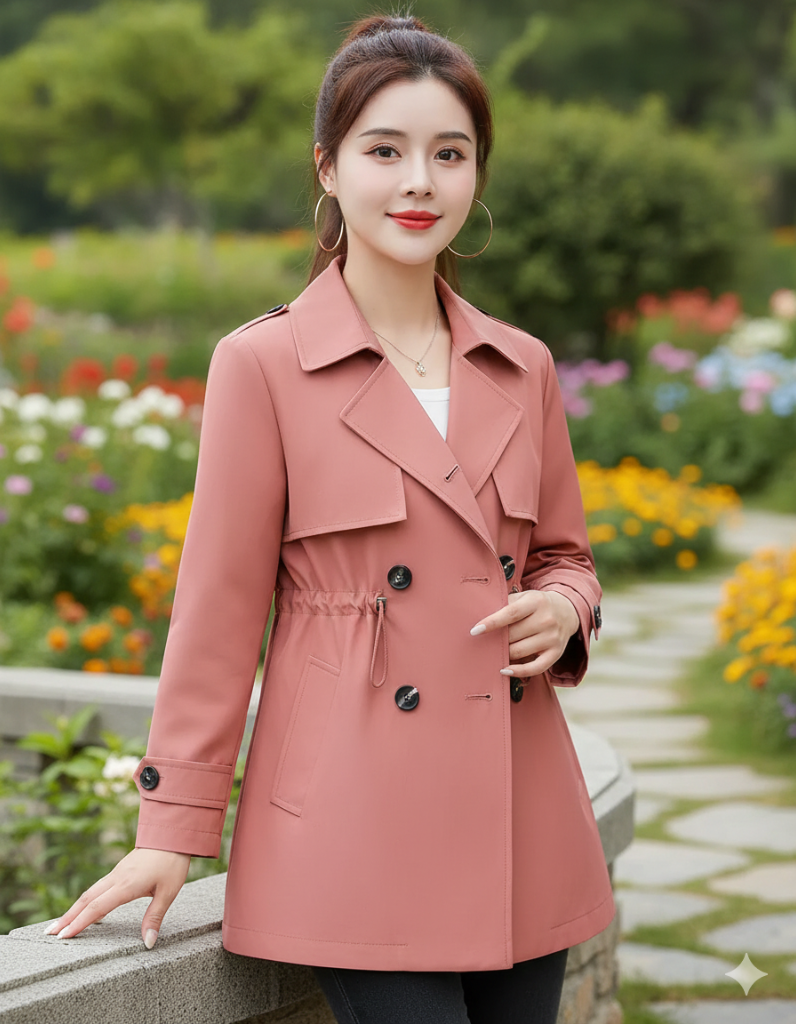 Accessorize your favorite solid color short trench coat for more inspiration.