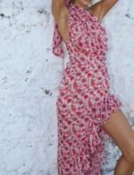 pink floral print dress