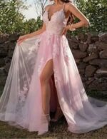 Pink Long Prom Party Dress For Women - Image 5