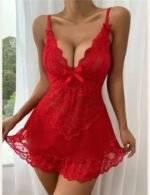 Sheer Mesh Lace Night Dress For Women - Image 5