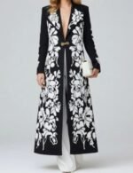 Long floral printed coat for women
