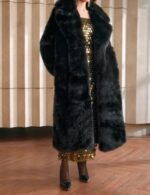 Warm long faux fur winter coat women